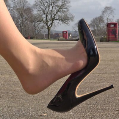 stiletto shoe dangling