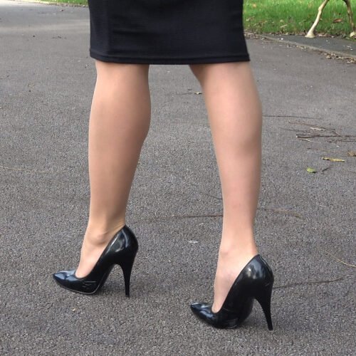 vintage black patent heels