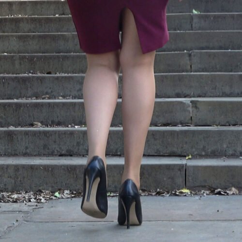 walking up steps in heels