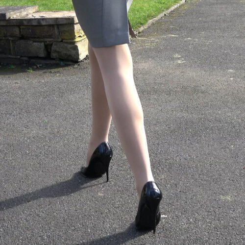 attractive girl wears classic vintage stiletto