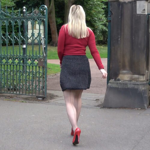 Red High Stiletto and Seamed stocking