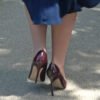 her thin high heels