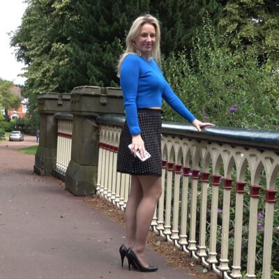 Her heels stepping high