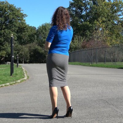 her high tapered heels