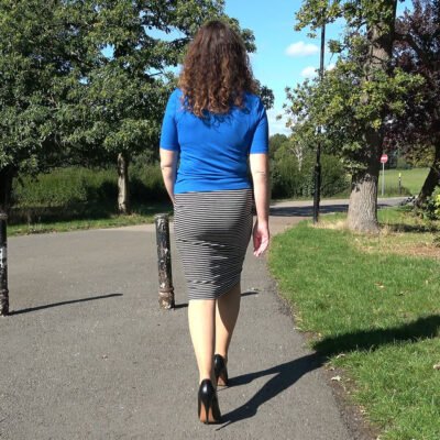 her high tapered heels