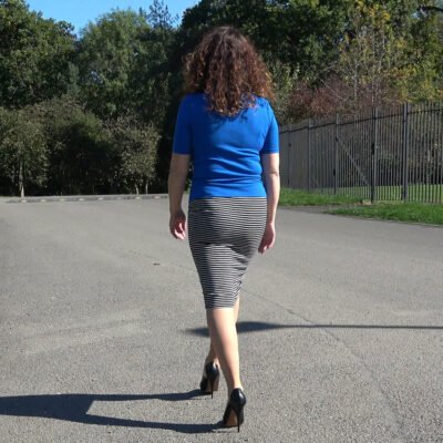 her high tapered heels