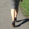 her high tapered heels