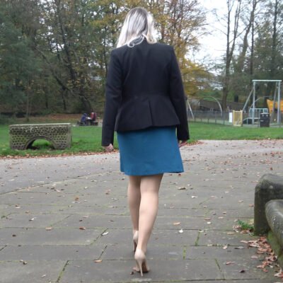 stepping high in her heels