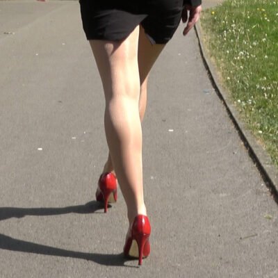 swishing nylons and heels