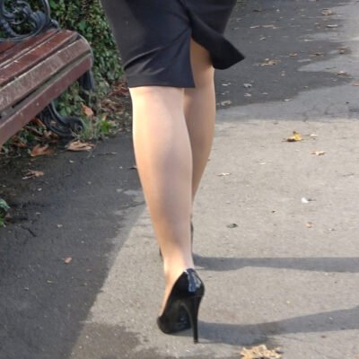 her shiny stiletto