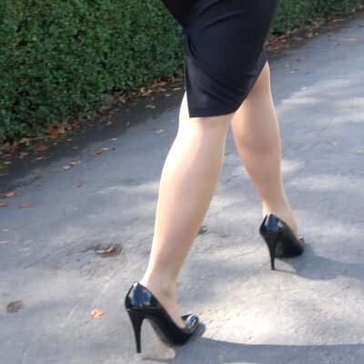 her shiny stiletto