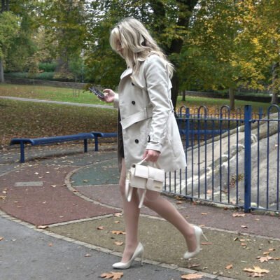 thin pale stocking and high heel