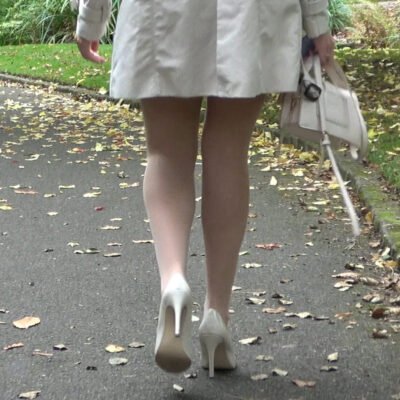 thin pale stocking and high heel
